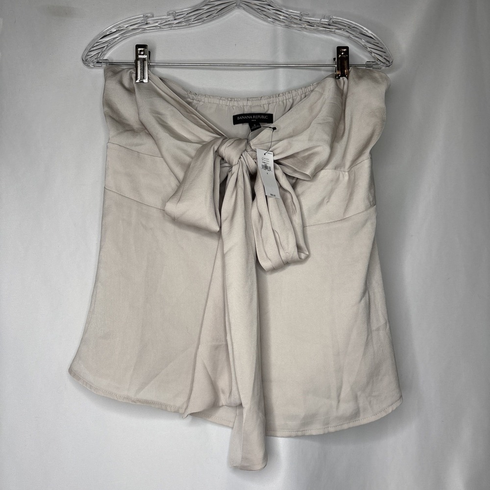 Banana Republic‎ Factory Size 8 Strapless Bow Front Tube Blouse Top Beige NEW
